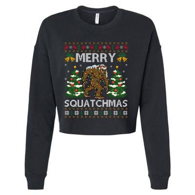 Merry Squatchmas Bigfoot Gift Ugly Santa Bigfoot Christmas Cropped Pullover Crew