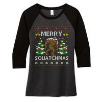 Merry Squatchmas Bigfoot Gift Ugly Santa Bigfoot Christmas Women's Tri-Blend 3/4-Sleeve Raglan Shirt