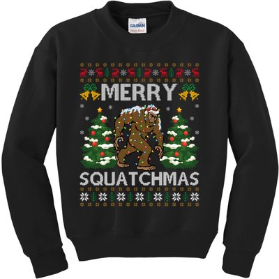 Merry Squatchmas Bigfoot Gift Ugly Santa Bigfoot Christmas Kids Sweatshirt