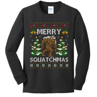 Merry Squatchmas Bigfoot Gift Ugly Santa Bigfoot Christmas Kids Long Sleeve Shirt