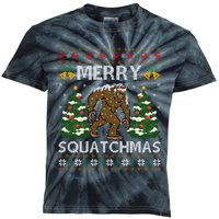 Merry Squatchmas Bigfoot Gift Ugly Santa Bigfoot Christmas Kids Tie-Dye T-Shirt