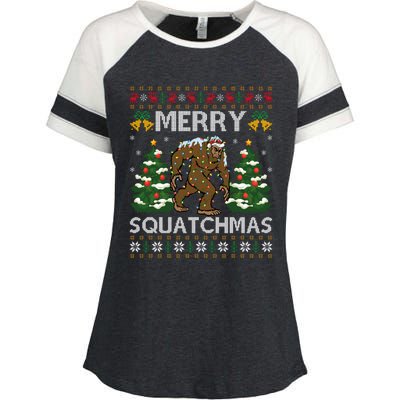 Merry Squatchmas Bigfoot Gift Ugly Santa Bigfoot Christmas Enza Ladies Jersey Colorblock Tee