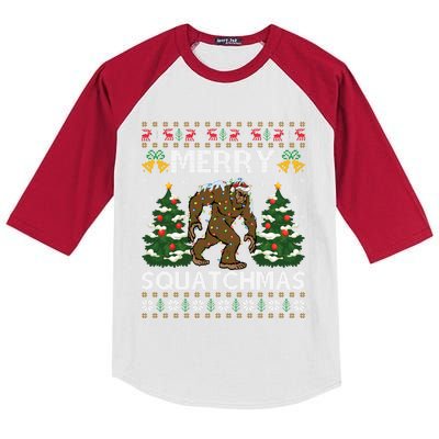 Merry Squatchmas Bigfoot Gift Ugly Santa Bigfoot Christmas Kids Colorblock Raglan Jersey