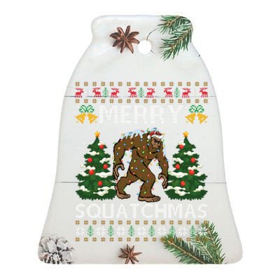 Merry Squatchmas Bigfoot Gift Ugly Santa Bigfoot Christmas Ceramic Bell Ornament