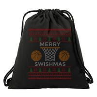 Merry Swishmas Basketball Funny Cool Boy Christmas Drawstring Bag