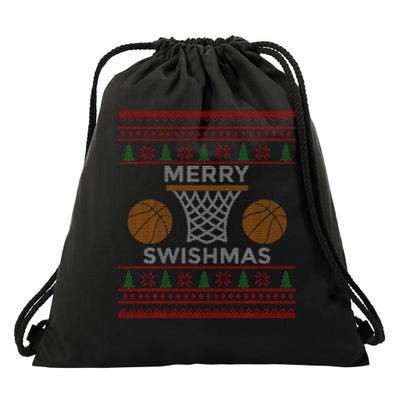 Merry Swishmas Basketball Funny Cool Boy Christmas Drawstring Bag