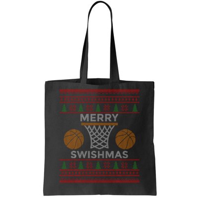 Merry Swishmas Basketball Funny Cool Boy Christmas Tote Bag