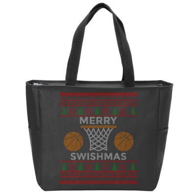 Merry Swishmas Basketball Funny Cool Boy Christmas Zip Tote Bag