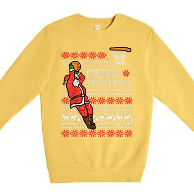 Merry Swishmas Basketball Ugly Christmas Xmas Premium Crewneck Sweatshirt