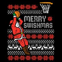 Merry Swishmas Basketball Ugly Christmas Xmas Stripe Pom Pom Beanie