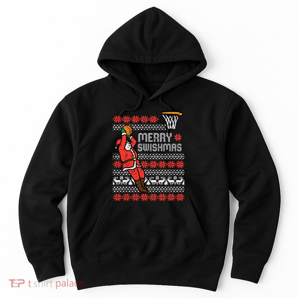 Merry Swishmas Basketball Ugly Christmas Xmas Hoodie