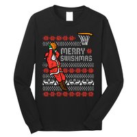 Merry Swishmas Basketball Ugly Christmas Xmas Long Sleeve Shirt