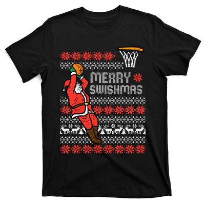 Merry Swishmas Basketball Ugly Christmas Xmas T-Shirt