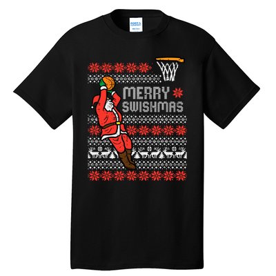 Merry Swishmas Basketball Ugly Christmas Xmas Tall T-Shirt