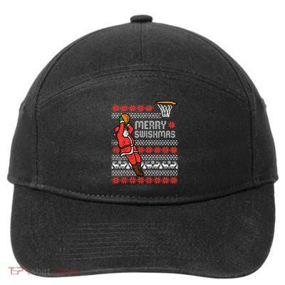 Merry Swishmas Basketball Ugly Christmas Xmas 7-Panel Snapback Hat
