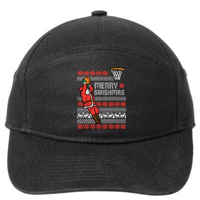 Merry Swishmas Basketball Ugly Christmas Xmas 7-Panel Snapback Hat