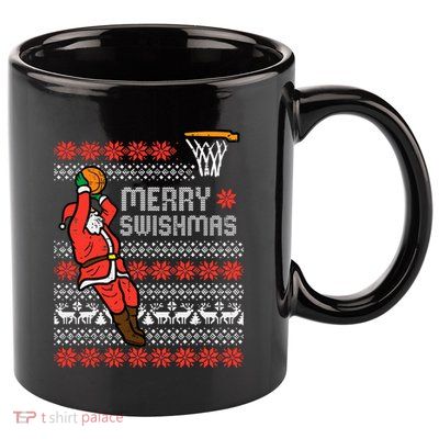 Merry Swishmas Basketball Ugly Christmas Xmas 11oz C Handle Ceramic Mug