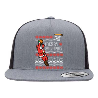 Merry Swishmas Basketball Ugly Christmas Xmas Flat Bill Trucker Hat