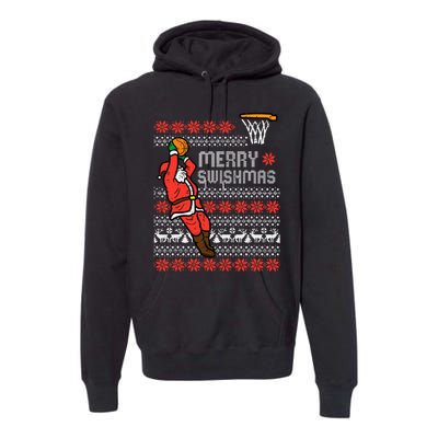 Merry Swishmas Basketball Ugly Christmas Xmas Premium Hoodie