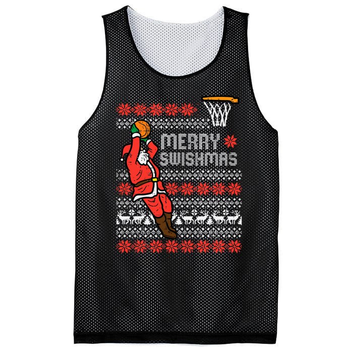 Merry Swishmas Basketball Ugly Christmas Xmas Mesh Reversible Basketball Jersey Tank