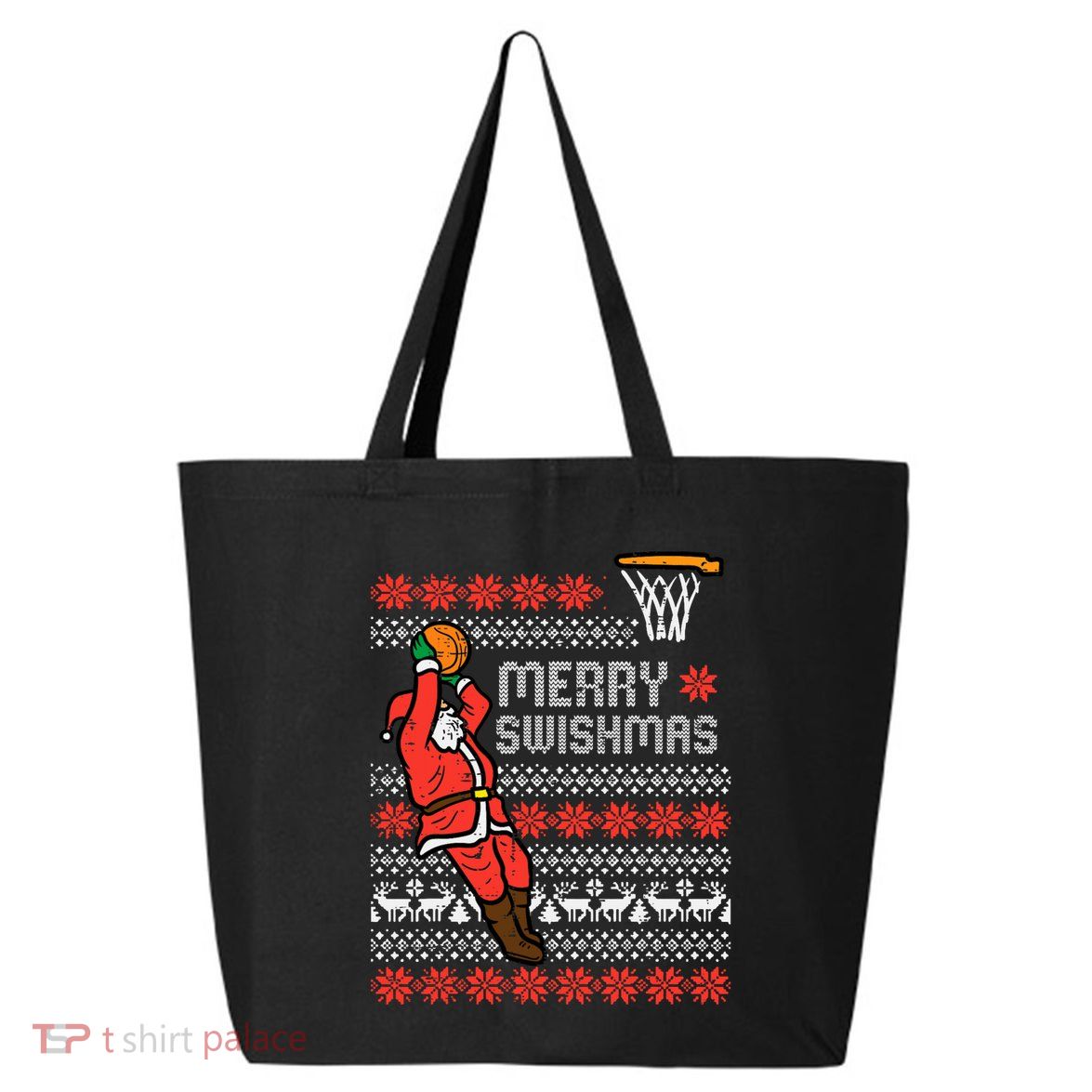 Merry Swishmas Basketball Ugly Christmas Xmas 25L Jumbo Tote
