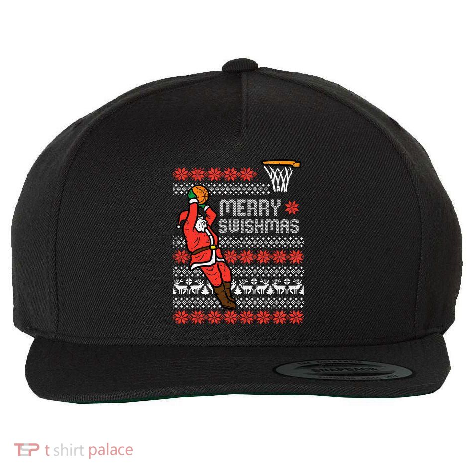 Merry Swishmas Basketball Ugly Christmas Xmas Wool Snapback Cap
