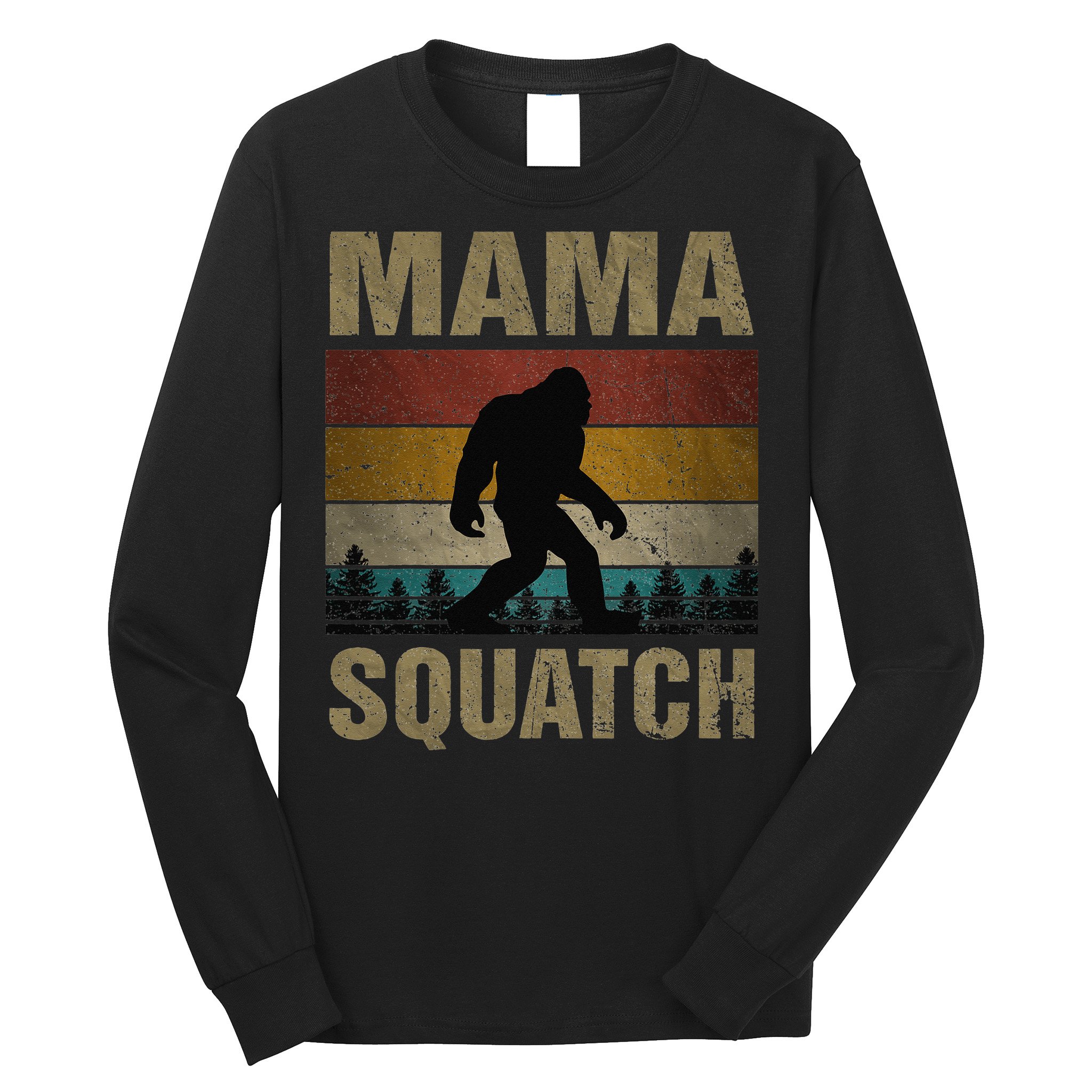 Mama Squatch Bigfoot Mama Sasquatch Yeti Family Matching Long Sleeve Shirt