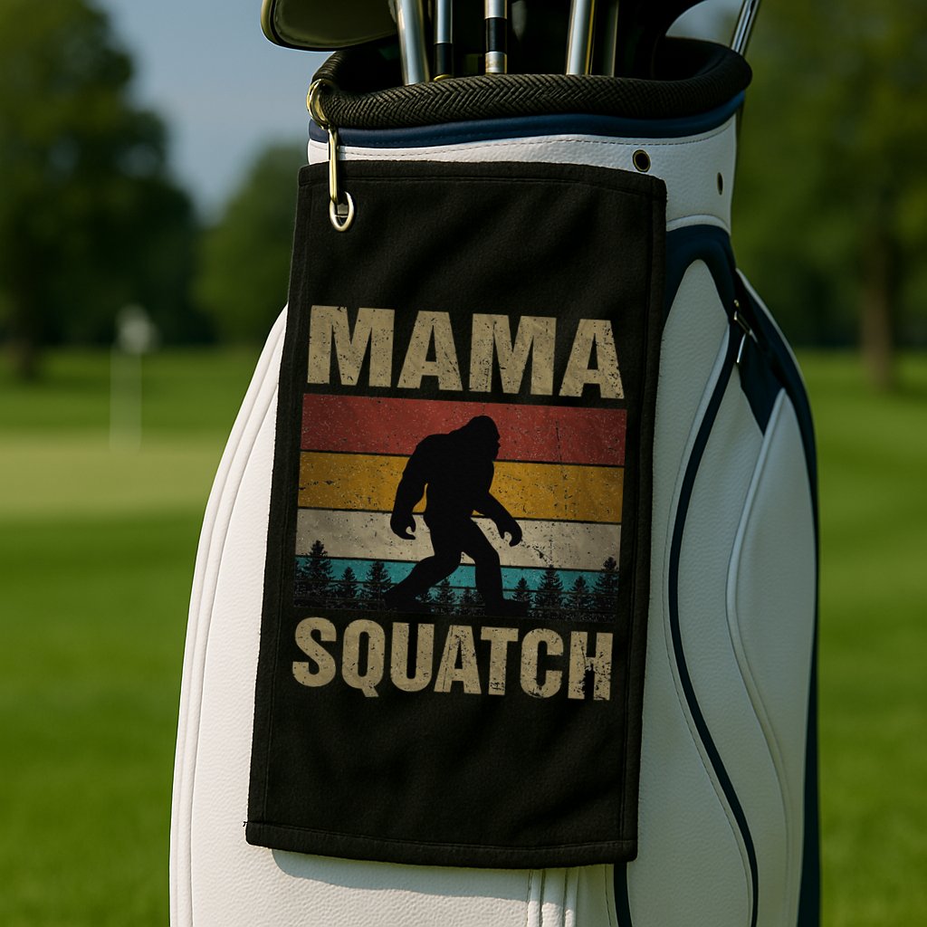 Mama Squatch Bigfoot Mama Sasquatch Yeti Family Matching Golf Towel