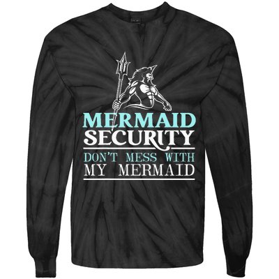 Mermaid Security Best Dad Ever Fathers Day Mermaid Lover Tie-Dye Long Sleeve Shirt