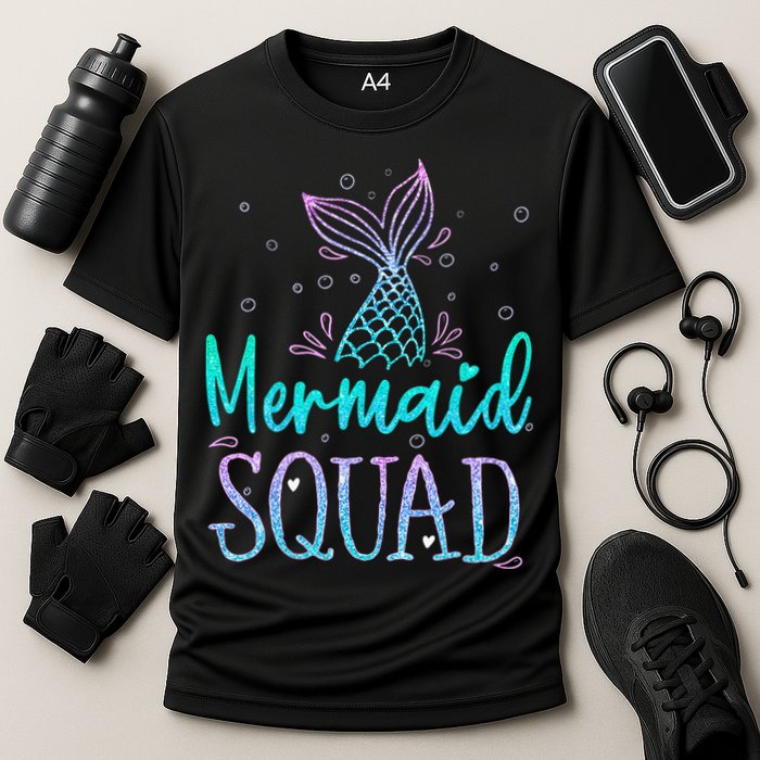Mermaid Squad Birthday Mermaid Tail Squad Family Matching Cooling Performance Crew T-Shirt