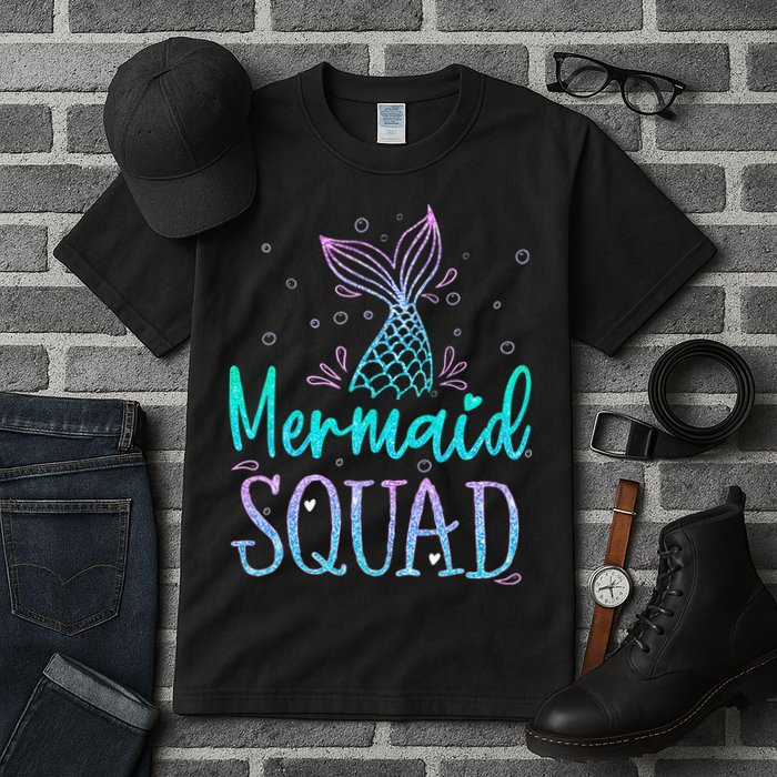 Mermaid Squad Birthday Mermaid Tail Squad Family Matching Tall T-Shirt