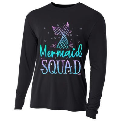 Mermaid Squad Birthday Mermaid Tail Squad Family Matching Cooling Performance Long Sleeve Crew