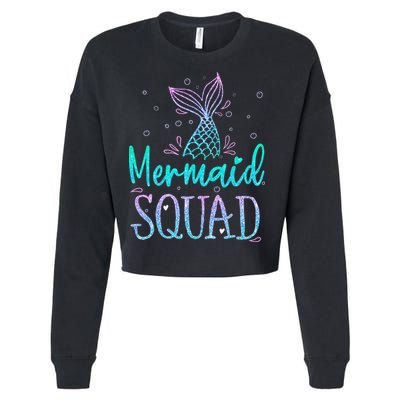Mermaid Squad Birthday Mermaid Tail Squad Family Matching Cropped Pullover Crew