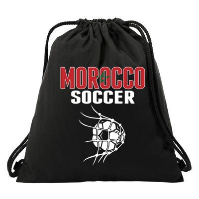 Morocco Soccer Ball In Net Funny Gift Moroccan Football Supporters Gift Drawstring Bag