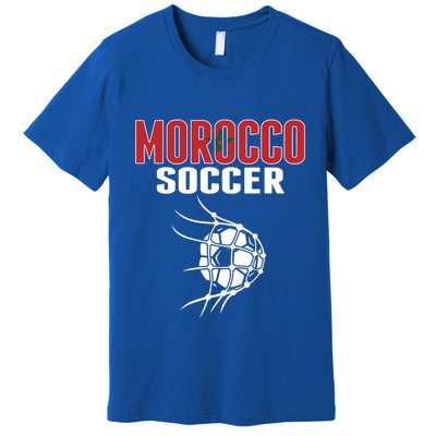 Morocco Soccer Ball In Net Funny Gift Moroccan Football Supporters Gift Premium T-Shirt
