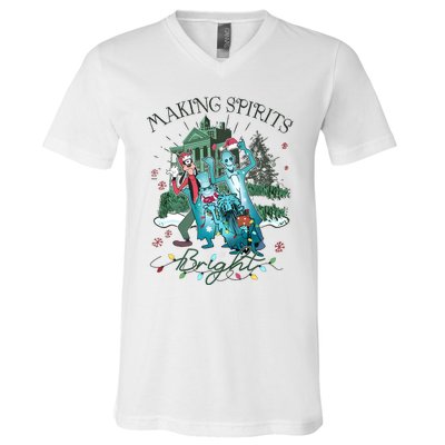 Making Spirits Bright Christmas Funny Lover Cute Matching V-Neck T-Shirt