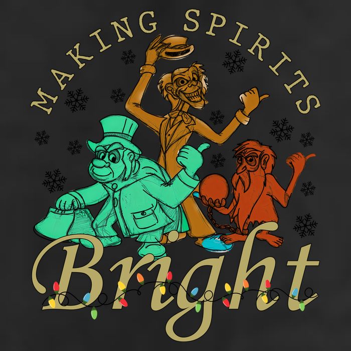 Making Spirits Bright Christmas Haunted Mansion Christmas 7 Panel Mesh Trucker Snapback Hat