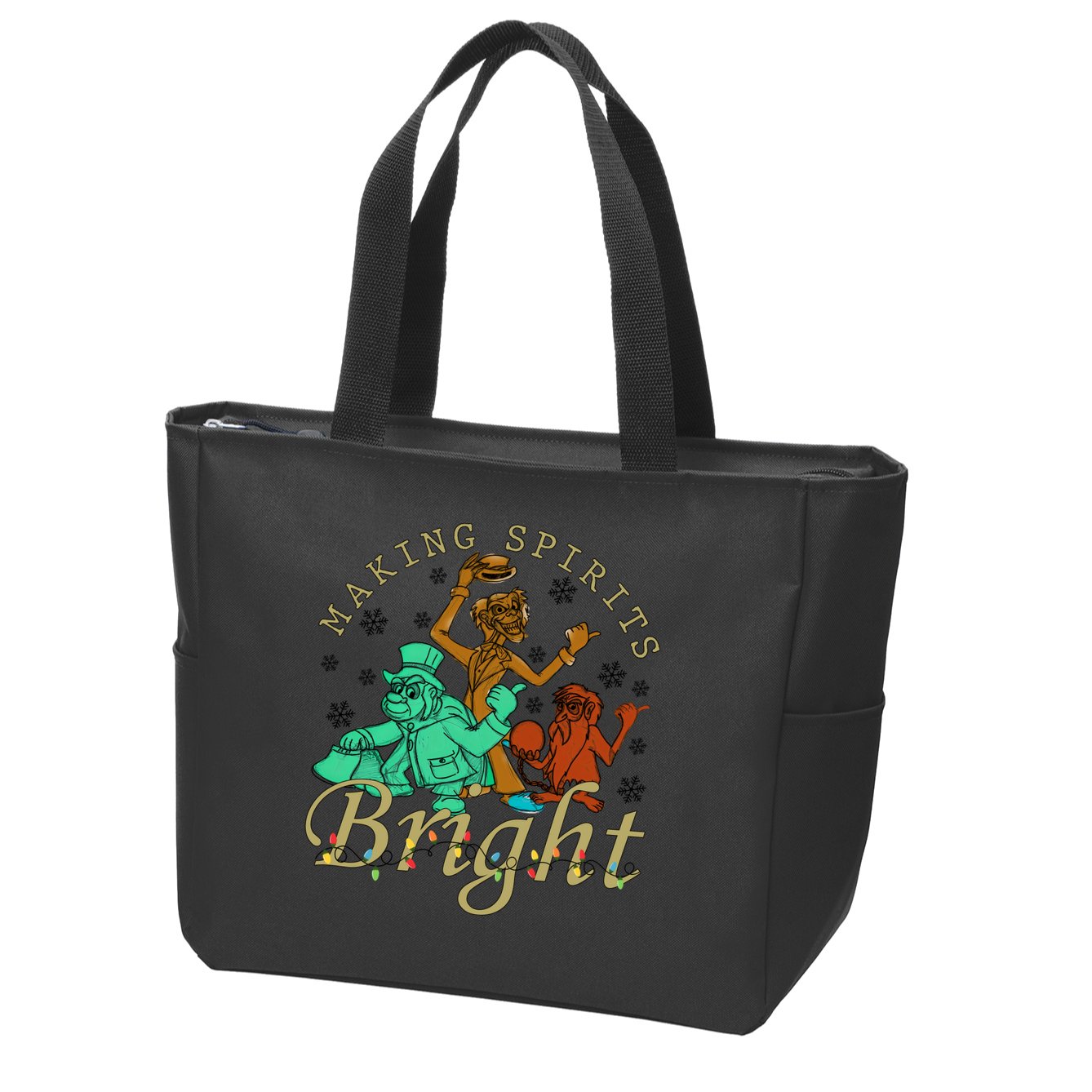 Making Spirits Bright Christmas Haunted Mansion Christmas Zip Tote Bag
