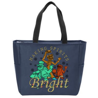 Making Spirits Bright Christmas Haunted Mansion Christmas Zip Tote Bag