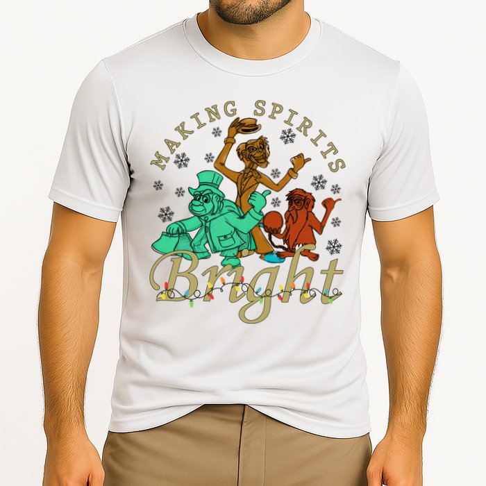 Making Spirits Bright Christmas Haunted Mansion Christmas Cooling Performance Crew T-Shirt