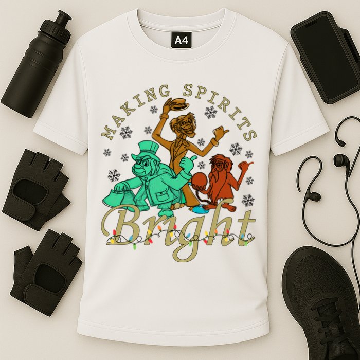 Making Spirits Bright Christmas Haunted Mansion Christmas Cooling Performance Crew T-Shirt