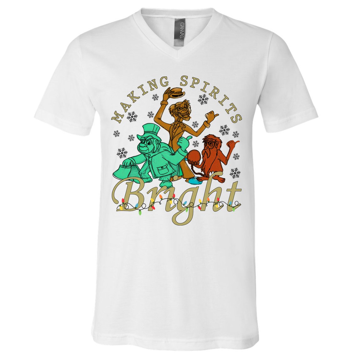 Making Spirits Bright Christmas Haunted Mansion Christmas V-Neck T-Shirt