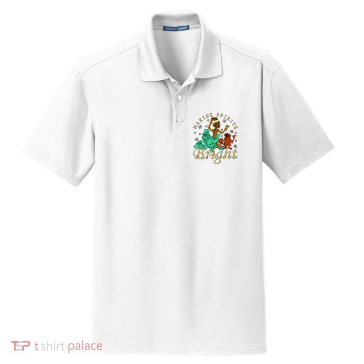 Making Spirits Bright Christmas Haunted Mansion Christmas Dry Zone Grid Polo