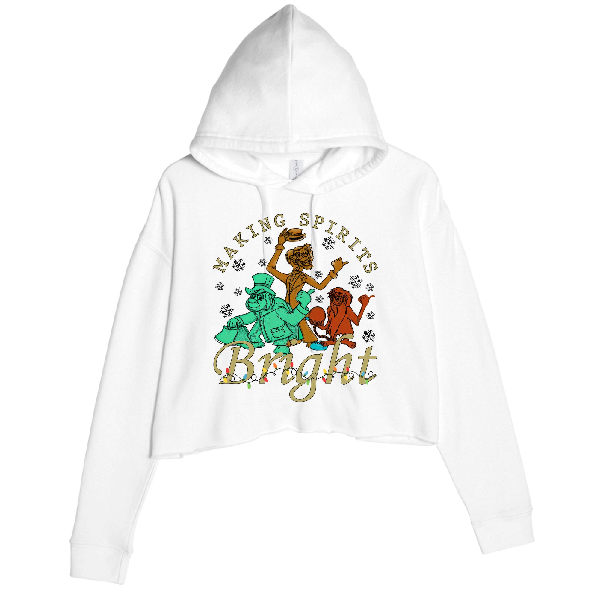 Making Spirits Bright Christmas Haunted Mansion Christmas Crop Fleece Hoodie