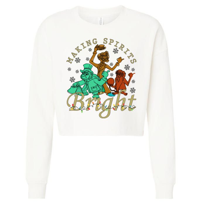 Making Spirits Bright Christmas Haunted Mansion Christmas Cropped Pullover Crew