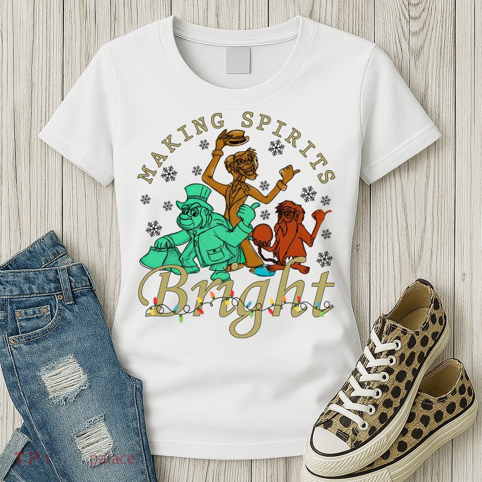 Making Spirits Bright Christmas Haunted Mansion Christmas Womens T-Shirt