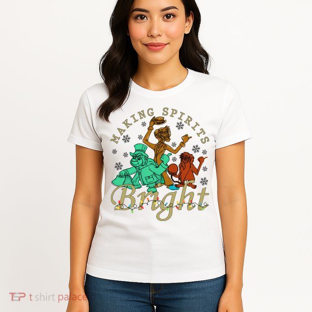 Making Spirits Bright Christmas Haunted Mansion Christmas Womens T-Shirt