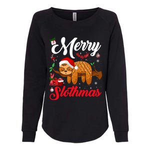 Merry Slothmas Cute Christmas Pajama Santa Sloth Lover Gift Womens California Wash Sweatshirt