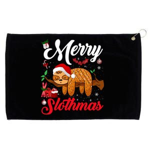 Merry Slothmas Cute Christmas Pajama Santa Sloth Lover Gift Grommeted Golf Towel