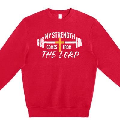 My Strength Christian Bible Verse Gym Workout Premium Crewneck Sweatshirt